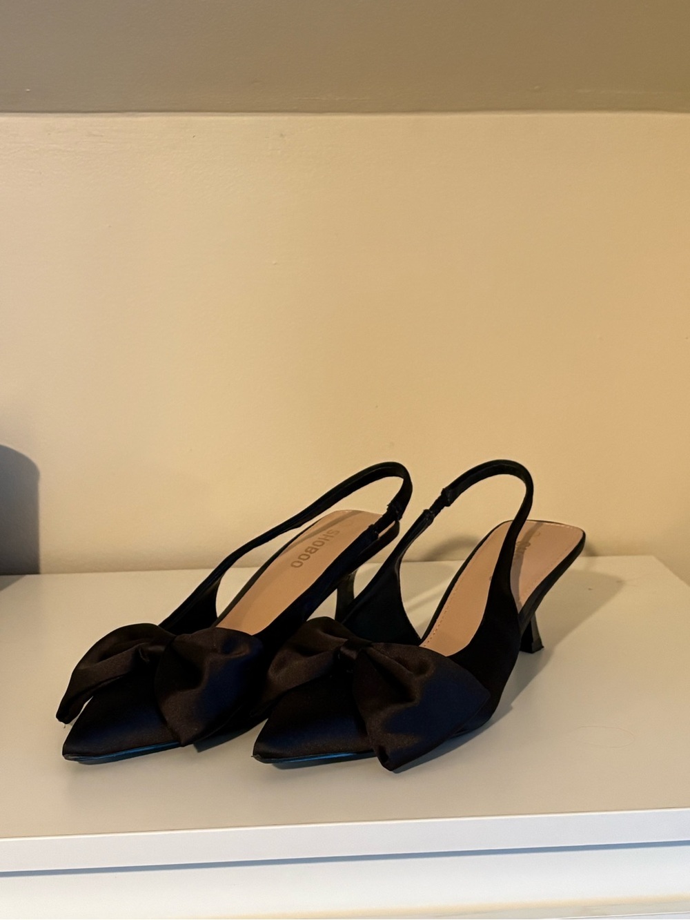 Elegant Black Bow Slingback Heels for Women